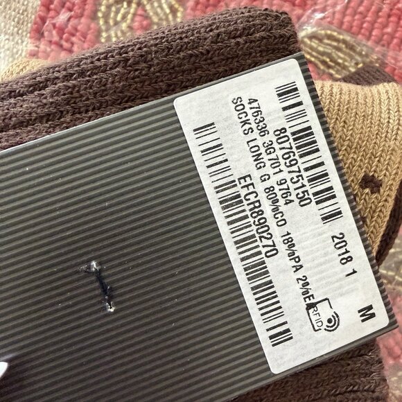 NWT Gucci Gg Signature Socks Brown Sz M 100% Authentic - Picture 7 of 7